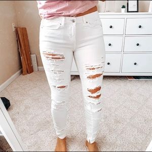 Zara White ripped jeans